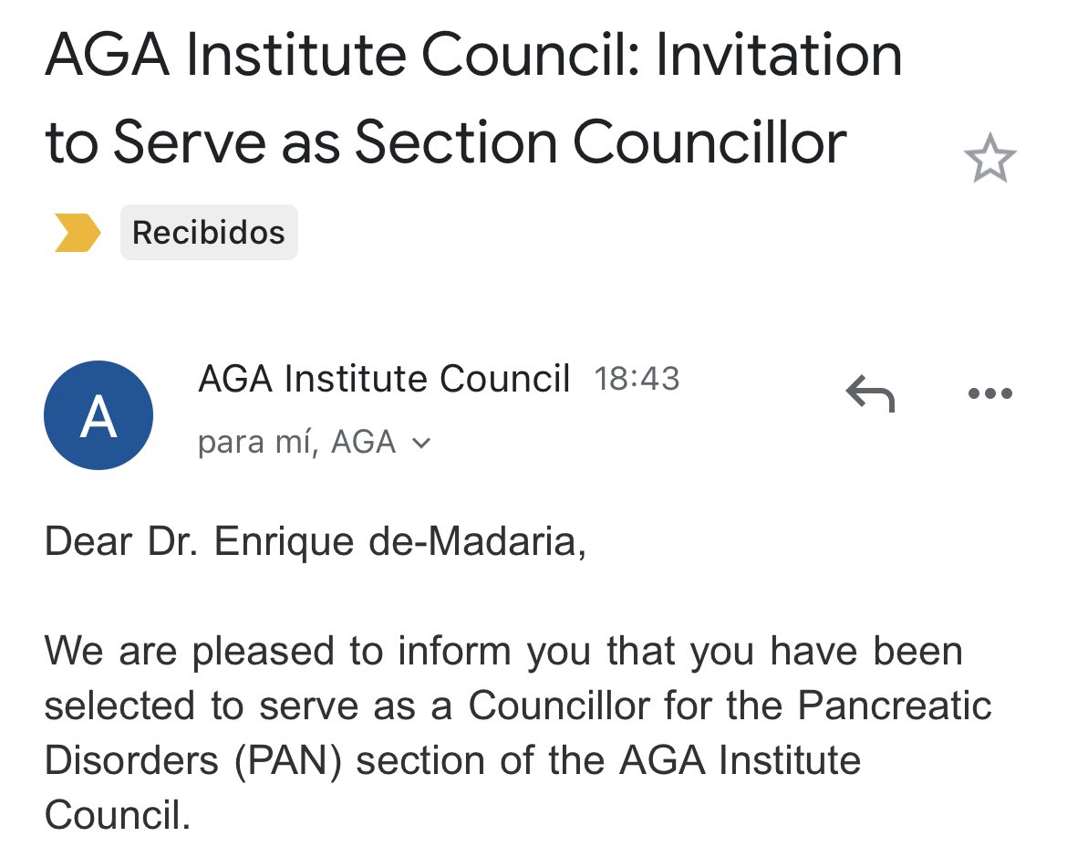 Enrique de-Madaria (@demadaria) on Twitter photo So honoured to have been appointed <a href="/AmerGastroAssn/">American Gastroenterological Association (AGA)</a> Councillor for the Pancreatic Disorders section! <a href="/DDWMeeting/">Digestive Disease Week</a>
Thanks to <a href="/AmerGastroAssn/">American Gastroenterological Association (AGA)</a> and section chair and vice-chair Vikesh Singh and <a href="/raman_muthusamy/">Raman Muthusamy</a>! So honoured to have been appointed <a href="/AmerGastroAssn/">American Gastroenterological Association (AGA)</a> Councillor for the Pancreatic Disorders section! <a href="/DDWMeeting/">Digestive Disease Week</a>
Thanks to <a href="/AmerGastroAssn/">American Gastroenterological Association (AGA)</a> and section chair and vice-chair Vikesh Singh and <a href="/raman_muthusamy/">Raman Muthusamy</a>!