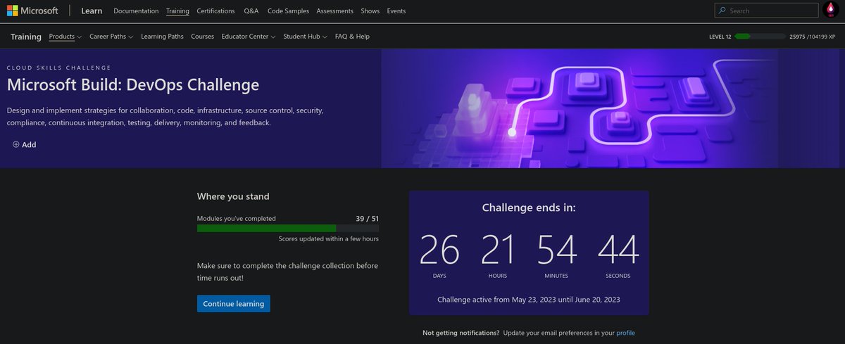 Ken_Mwaura1's tweet image. Current progress! 🦾 To more milestones 🚀🚀 #microsoftlearn #CloudSkillsChallenge