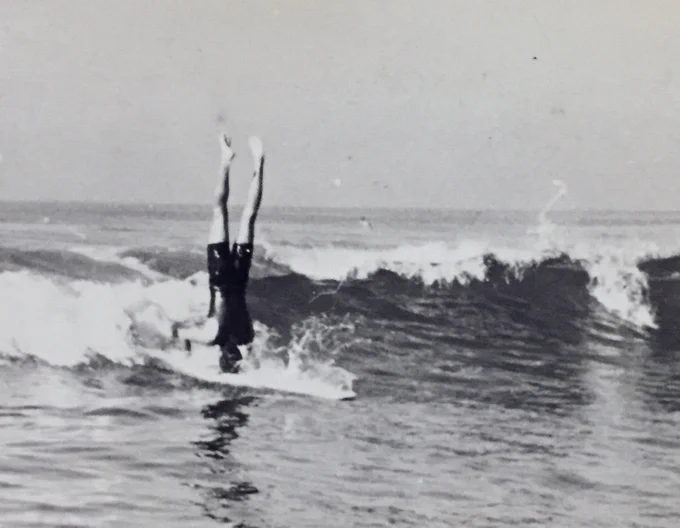 This years Bob's Pride design is quite sentimental. Our Art Director, Phil Hayes, told me stories of his gay father, Buz Hayes, who surfed every weekend in the 60s with his queer friends at Hermosa Beach. This photo of Buz inspired my design this year. Buz was Phil's hero.