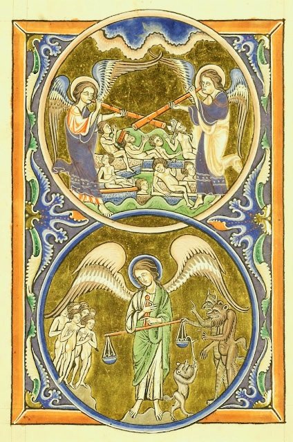 Last Judgment and Michael Weighing Souls from the Psalter of St. Louis and of Blanche of Castille c.1225