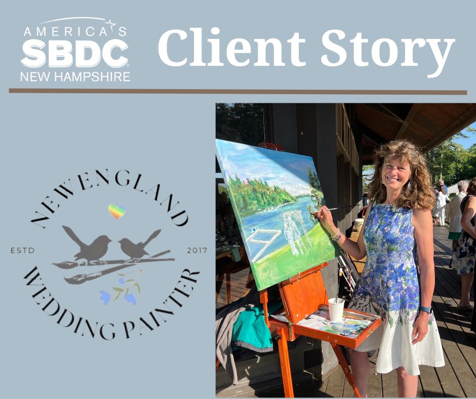 NHSBDC's tweet photo. “@NHSBDC has helped me grow and refine my business into a unique product for the luxury market,” says Carol Lake, owner of New England Wedding Painter. Read her story at https://t.co/0MbWlqeDFn https://t.co/2gRN1ZD077