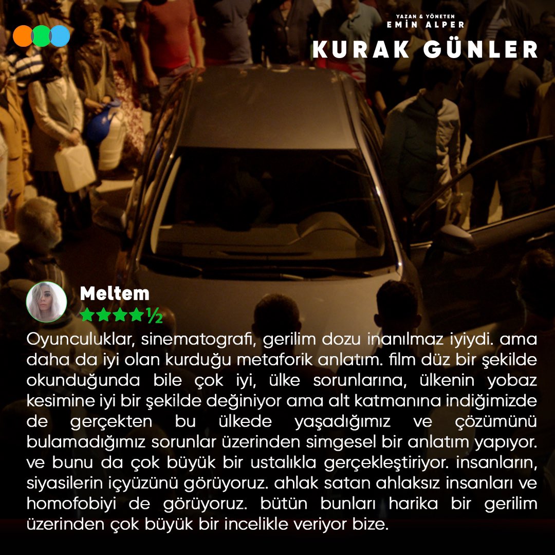 Letterboxd'ta 2022 yılındaki filmler arasında en yüksek puan alan 6. film olan #KurakGünler şimdi @netflixturkiye’de izlenebiliyor! ⭐

#BurningDays #EminAlper @LimanFilm @BirFilm @ayyapim #zolayapim #gloriafilms @TheMatchFactory #circefilms @horsefly_prods @4filmproduction