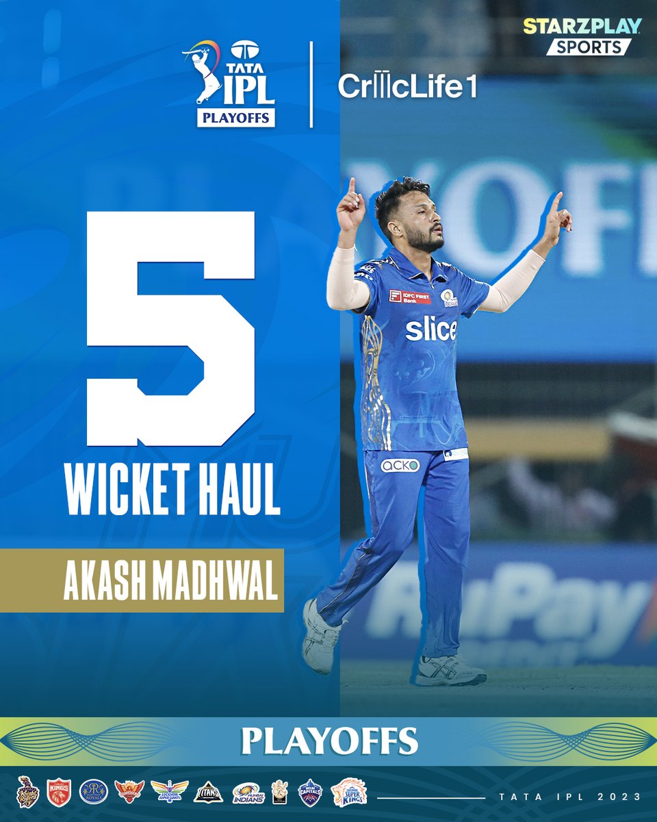 Bowling brilliance personified! Akash Madhwal's sensational 5-wicket haul propels his team to victory💪 

#STARZPLAYSports #IPLONCRICLIFE #IPL2023 #MIvsLSG #IPLPlayoffs #Eliminator #LSGvMI #MI