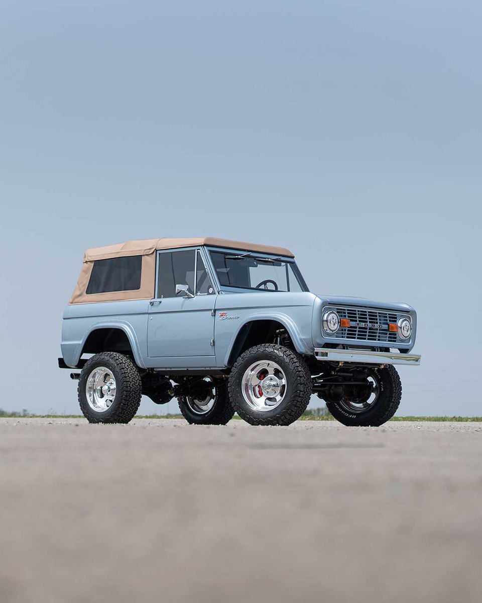 This 1967 Fuelie Edition™ Gateway Bronco is defined by its art of simplicity.

The brilliant Brittany Blue finish, slotted billet aluminum wheels and our exclusive powered convertible soft top elevate the timeless character of this American legend.

#gatewaybronco #fordbronco