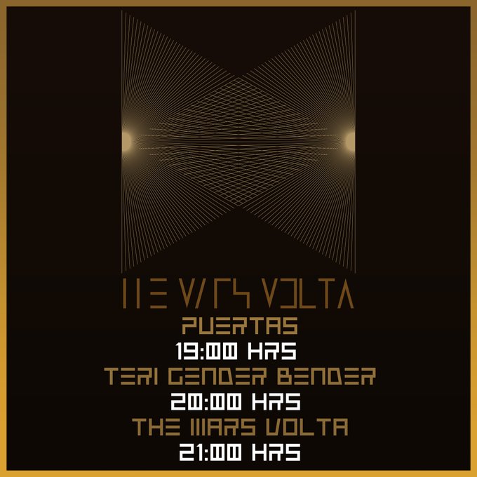 Les compartimos los horarios de hoy para The Mars Volta en Pepsi Center WTC. 🔥 <a href="/themarsvolta/">THE MARS VOLTA</a> 

No se pierdan a <a href="/TeriGendrBendr/">Teri Gender Bender</a>🤘🏼 

Las probabilidades de lluvia son muy bajas, pero precavidos para la fila de acceso, el buen <a href="/TaquillaPCWTC/">Taquilla Pepsi Center WTC</a> los espera.