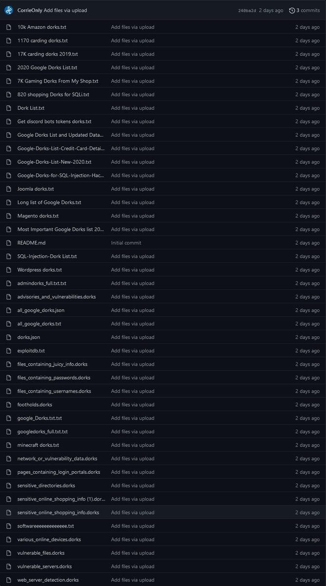 Collection of some interesting Google dorks 

- github.com/CorrieOnly/goo…

 #infosec #bugbountytips #cybersecurite