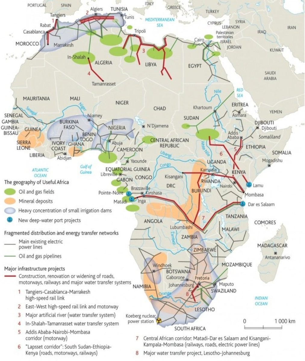 Cómo se afirmaría desde Occidente... ¿Cómo es la geografía de la África útil?

El petróleo y el gas se localizan en el Norte de África, Sudán y el Golfo de Guinea. Los depósitos minerales en África Occidental y la mitad sur del continente (RDC, Zambia, RSA, Namibia y Botswana).