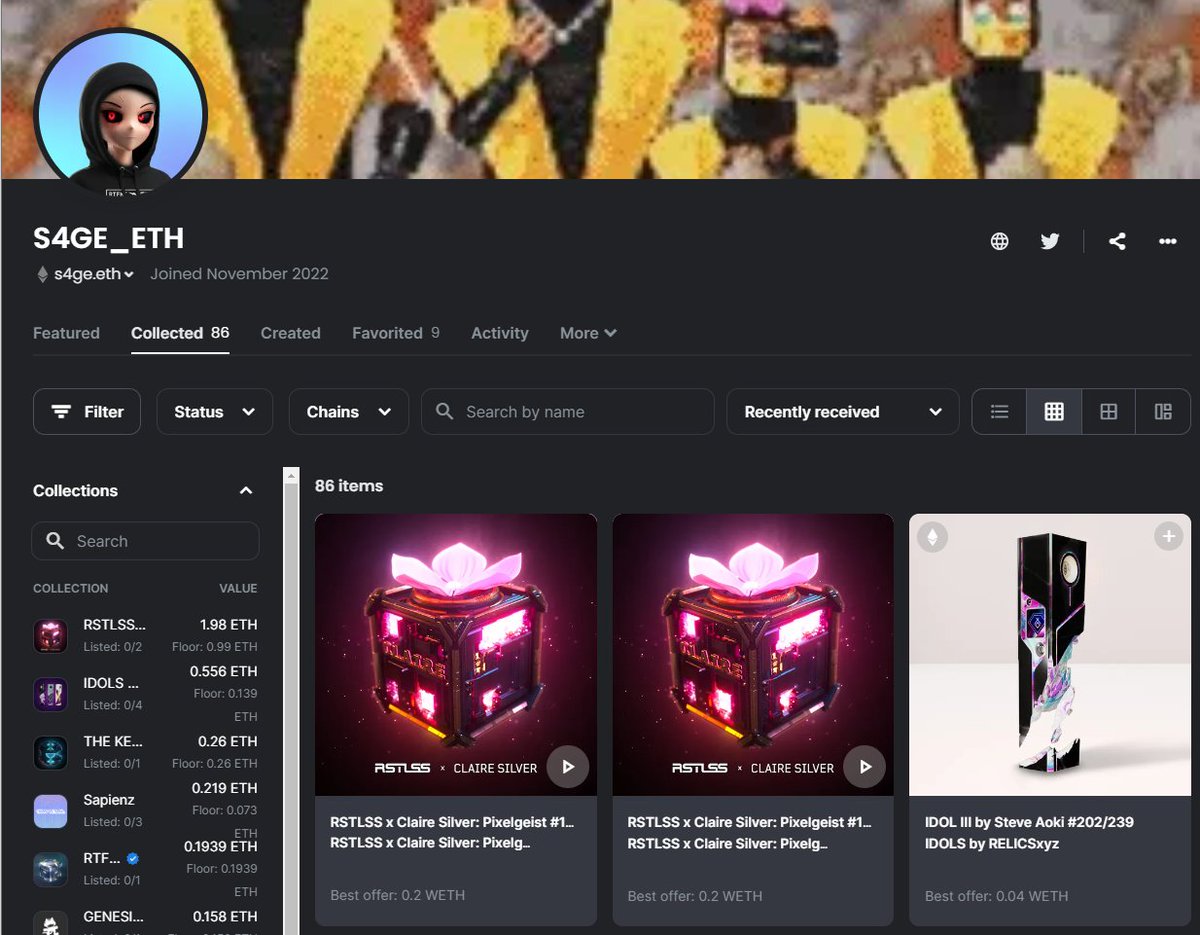 S4GE__ETH's tweet image. @RSTLSSxyz @clairesilver #Pixelgeist