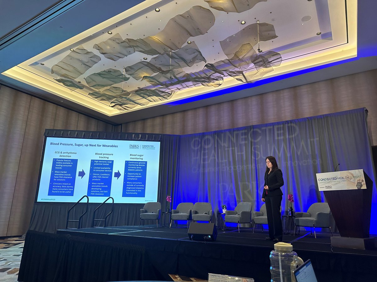 Kristen Hanich takes the stage to present @ParksAssociates research on the adoption of healthcare devices, the role of data and healthcare integration as well as emerging applications. #CONNHealth23 #healthcare #parksdata
