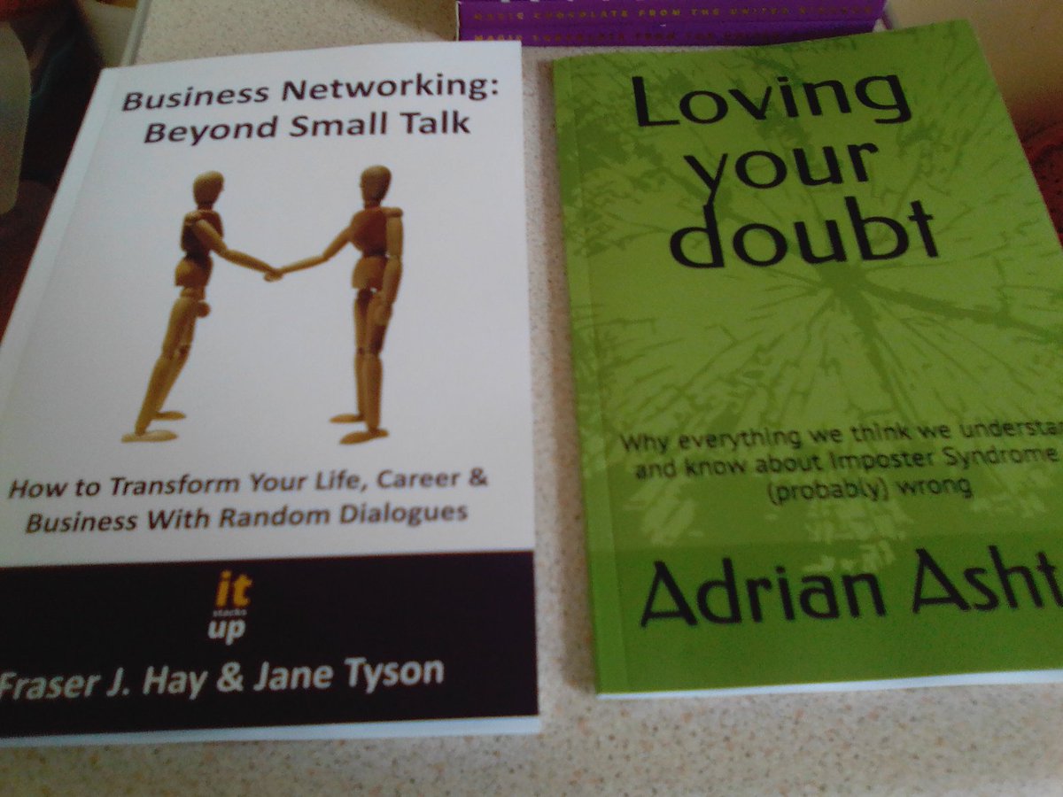 Ordered a few books which have just arrived, and look forward to reading...

Business Networking Beyond Small Talk by Fraser Hay @itstacksup & @JaneTyson  

Loving Your Doubt by @AdrianAshton2 

#reading #businessbooks #personaldevelopement