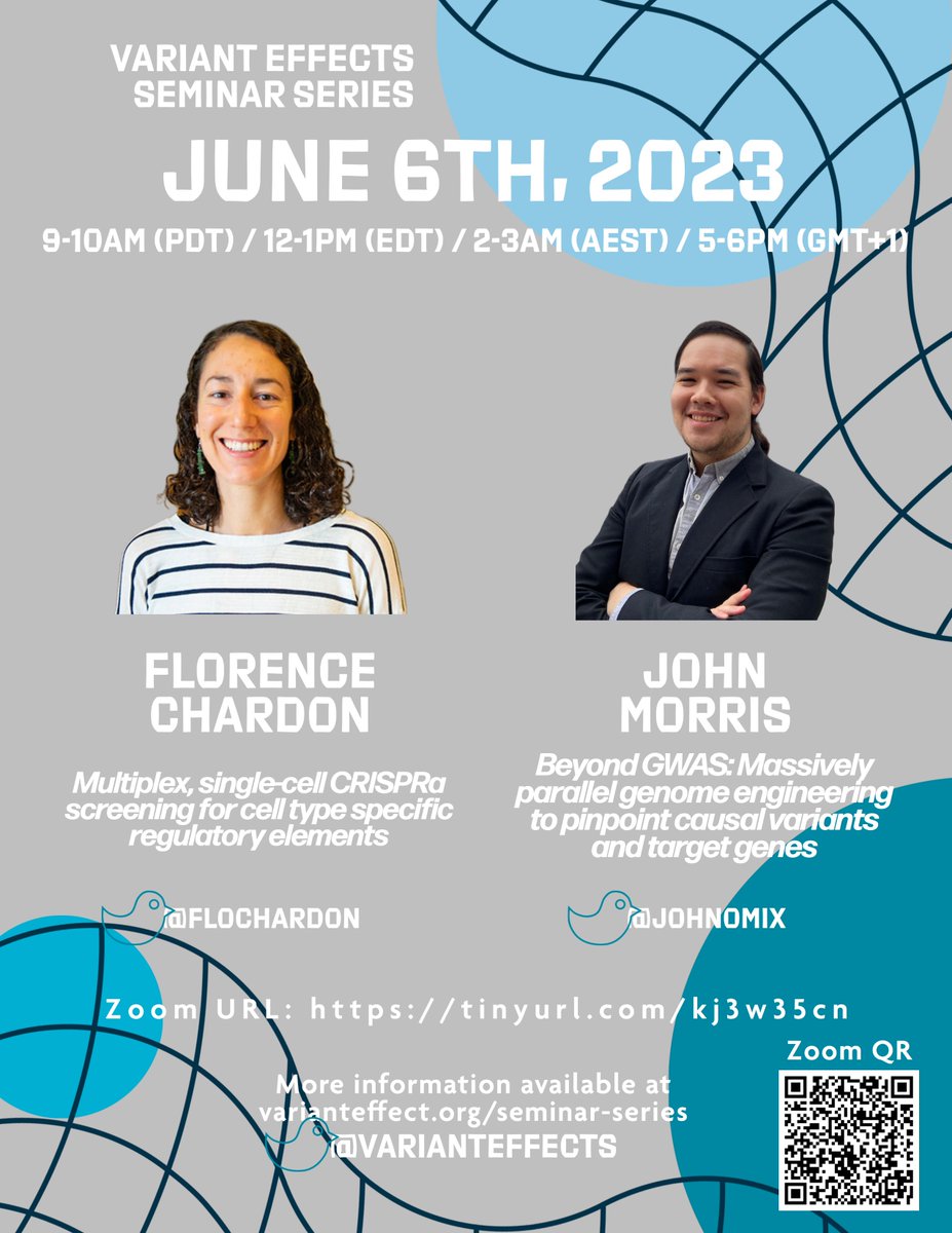 Atlas of Variant Effects Alliance (@varianteffects) on Twitter photo Join us on June 6th to hear from <a href="/FloChardon/">Flo Chardon</a> and <a href="/JohnOmix/">John Morris</a> at the next session of the #varianteffect seminar series. More info at: varianteffect.org/seminar-series
1/4 Join us on June 6th to hear from <a href="/FloChardon/">Flo Chardon</a> and <a href="/JohnOmix/">John Morris</a> at the next session of the #varianteffect seminar series. More info at: varianteffect.org/seminar-series
1/4