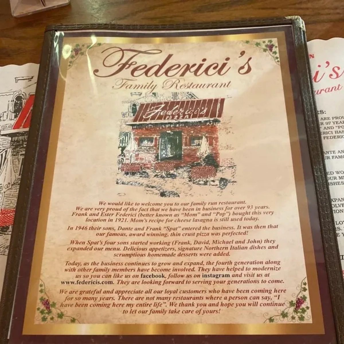 FedericisNJ's tweet photo. From the perfected recipes of Mom Federici to our modern culinary creations, our extensive menu is the legacy of our family's dedication and hard work. #FamilyTradition #AuthenticItalianCuisine #FedericisFamilyRestaurant #Since1921 https://t.co/rEHGifdHZG