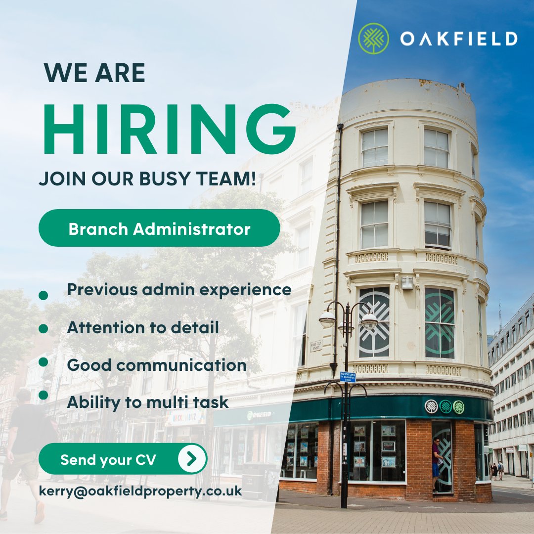 Oakfield (@oakfieldea) on Twitter photo โญ ADMINISTRATOR VACANCY โญ
We have an exciting opportunity to join our busy Hastings office as a Branch Administrator.
If you are looking for a new challenge, we would love to hear from you.
Send your CV to kerry@oakfieldproperty.co.uk โญ ADMINISTRATOR VACANCY โญ
We have an exciting opportunity to join our busy Hastings office as a Branch Administrator.
If you are looking for a new challenge, we would love to hear from you.
Send your CV to kerry@oakfieldproperty.co.uk