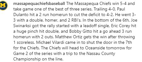 Massapequa Chiefs Baseball #gochiefs #onceachiefalwaysachief