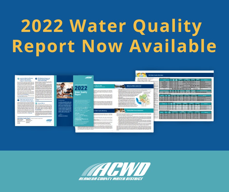 AlamedaCountyWD's tweet photo. Alameda County Water District continues to deliver on our mission, providing a reliable supply of high-quality drinking water to our customers.

Read our 2022 annual Water Quality Report at https://t.co/SBTZ1hQo9q. For a paper copy of the report, please call (510) 668.6500. https://t.co/4iZ2xMyTDr