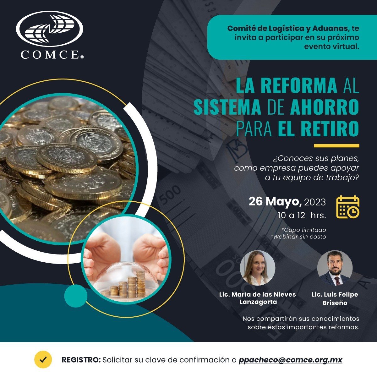 ComceGRO's tweet photo. #ComceGuerrero le invita a participar en la reunión virtual gratuita:
¿Cómo Empresa puedes apoyar a tu equipo de trabajo? “¿Conoces la Reforma al Sistema del Ahorro para el Retiro?”

🗓️26 de Mayo
Registrate y solicita link: ppacheco@comce.org.mx
* cupo limitado https://t.co/rg3MvskzAm