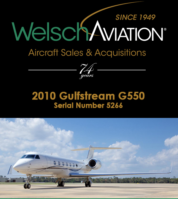 Price reduced – 2010 #Gulfstream #G550 at Welsch Aviation
Recent premium condition survey by GAC Savannah
More details at:  https://t.co/qE6wJSy6P3
#bizjet #bizav #aircraftforsale #privatejet

Join our mailing list here: https://t.co/Qb5ens9P23