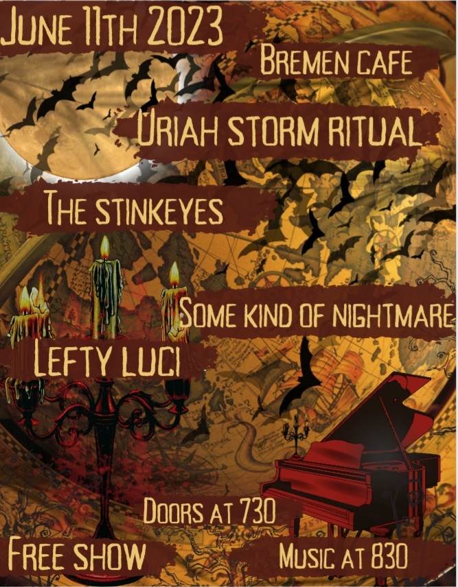 The Stinkeyes (@thestinkeyeswi) on Twitter photo Milwaukee, we're returning 6/11 at <a href="/bremen_cafe/">Bremen cafe</a> with <a href="/skofnightmare/">Some Kind Of Nightmare</a>, Lefty Luci and Uriah Storm Ritual. They'll call it RipperWest after this one. Milwaukee, we're returning 6/11 at <a href="/bremen_cafe/">Bremen cafe</a> with <a href="/skofnightmare/">Some Kind Of Nightmare</a>, Lefty Luci and Uriah Storm Ritual. They'll call it RipperWest after this one.