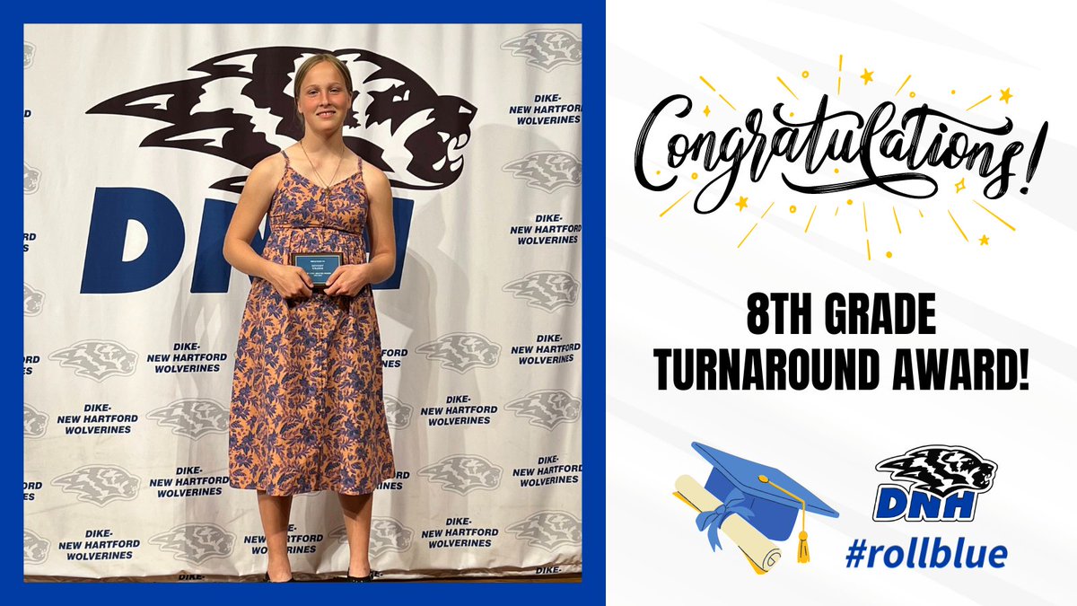 🌟 We are thrilled to announce the recipient of this year's 8th grade Turnaround Award, Kennedy Strange! 🎉 Join us in celebrating their remarkable journey as a DNH Junior High student! #RollBlue #MomentsThatMatter