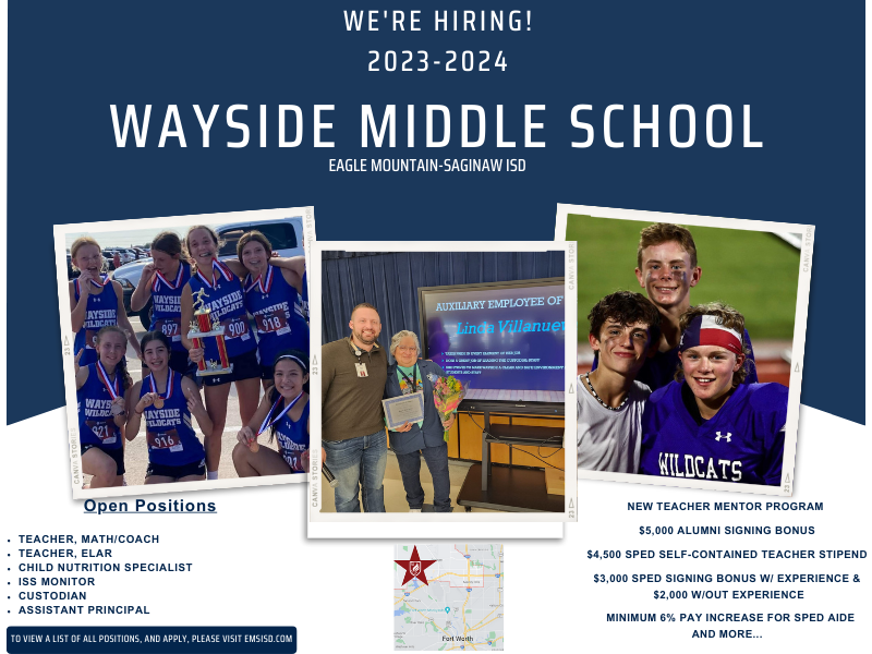 Come join our EMSISD family! Join us at our All Positions Job Fair on June 8th from 9 AM - 11 AM at our New Administration Building. Please visit emsisd.com/Page/49037 for more information. We look forward to meeting you!!
<a href="/EMSISD/">EMS ISD</a>