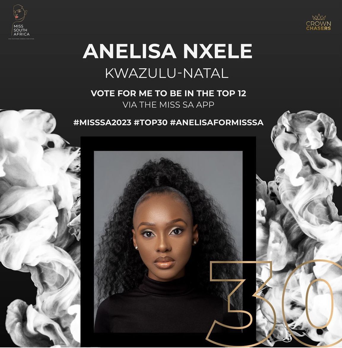 Hi guys. Please vote for my niece, Anelisa in the Miss SA pageant. She’s in the Top 30 🎉🎉🎉. Please download the Miss SA app and vote. Thanks dears #AnelisaForMissSA #misssa2023