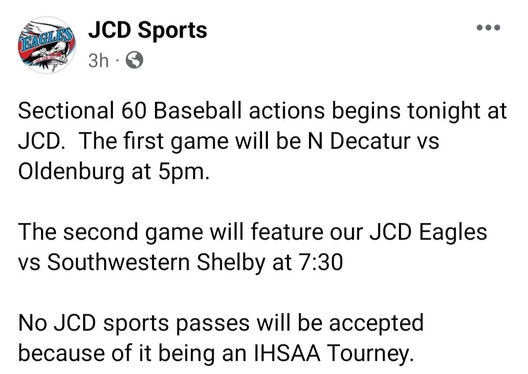 Sectionals begin tonight! We will play @SWShelbySpartan following the conclusion of @NDChargers and @OAAthletics!