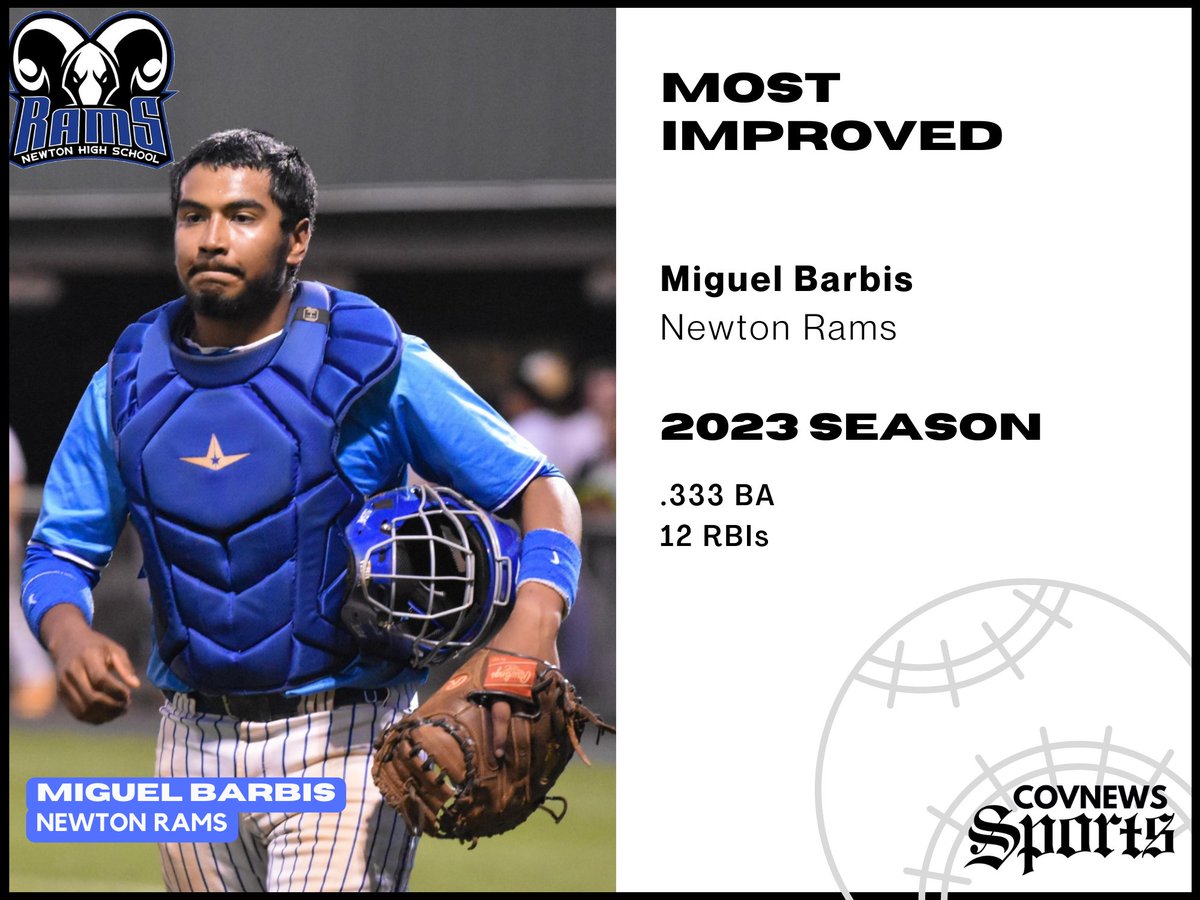 2023 All-Cov News Most Improved - Miguel Barbis of <a href="/Baseball_Newton/">Newton Rams Baseball</a>.