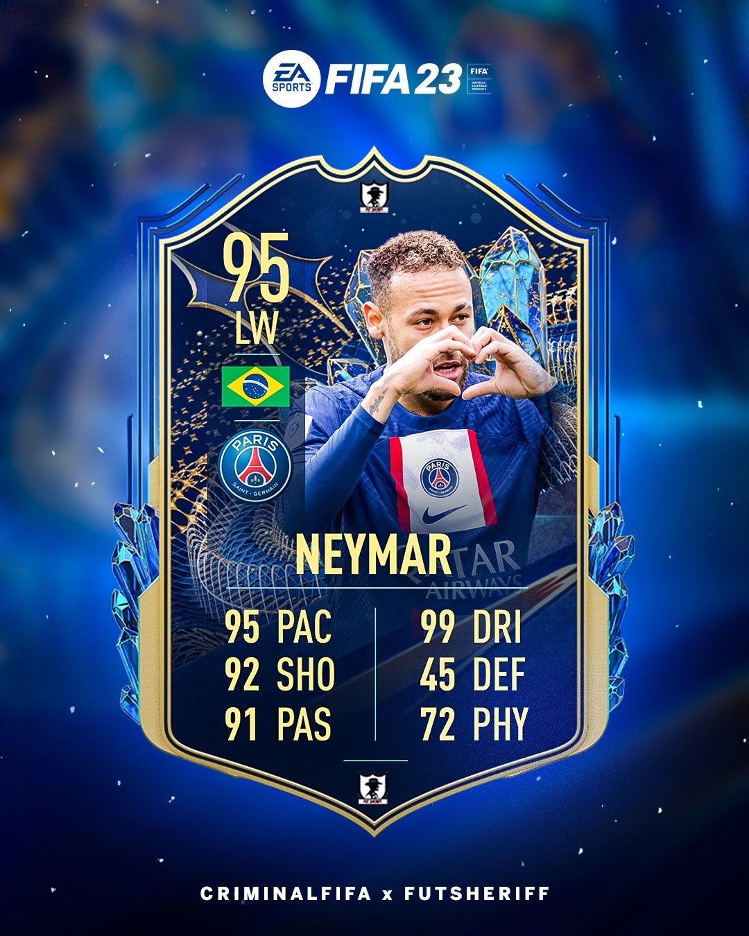 Fut Sheriff on X: 🚨Neymar🇧🇷 is in TOTW! OFFICIAL STATS✓ @Criminal__x ❤️  #fifa22  / X