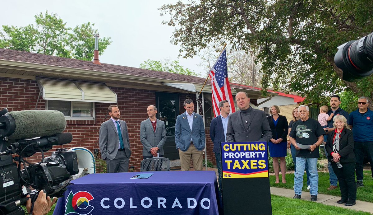 Saving people money on property taxes : Gov. Polis w/ @SteveFenberg @mjweissman @Kennedy4CO @Hansen4Colorado, Colorado Fire Fighters, @ColoConcern signed a measure to provide major, long-term property tax relief to homeowners + seniors + businesses. #copolitics