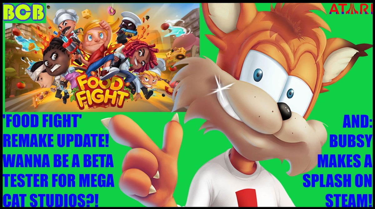 ballistikcoffee's tweet photo. ๐Premiering NOW: #FoodFight Remake Update! @megacatstudios is looking 4 #betatesters!๐น๏ธAre u interested? Also: #Bubsy makes a BIG splash on @Steam! ...in Bubsy: #PawsonFire!๐ฅWill this B coming 2 #AtariVCS? Let me know in comments! #Atari #gaming Click: https://t.co/9KBYqGFDnS https://t.co/8mAQWTOQmd