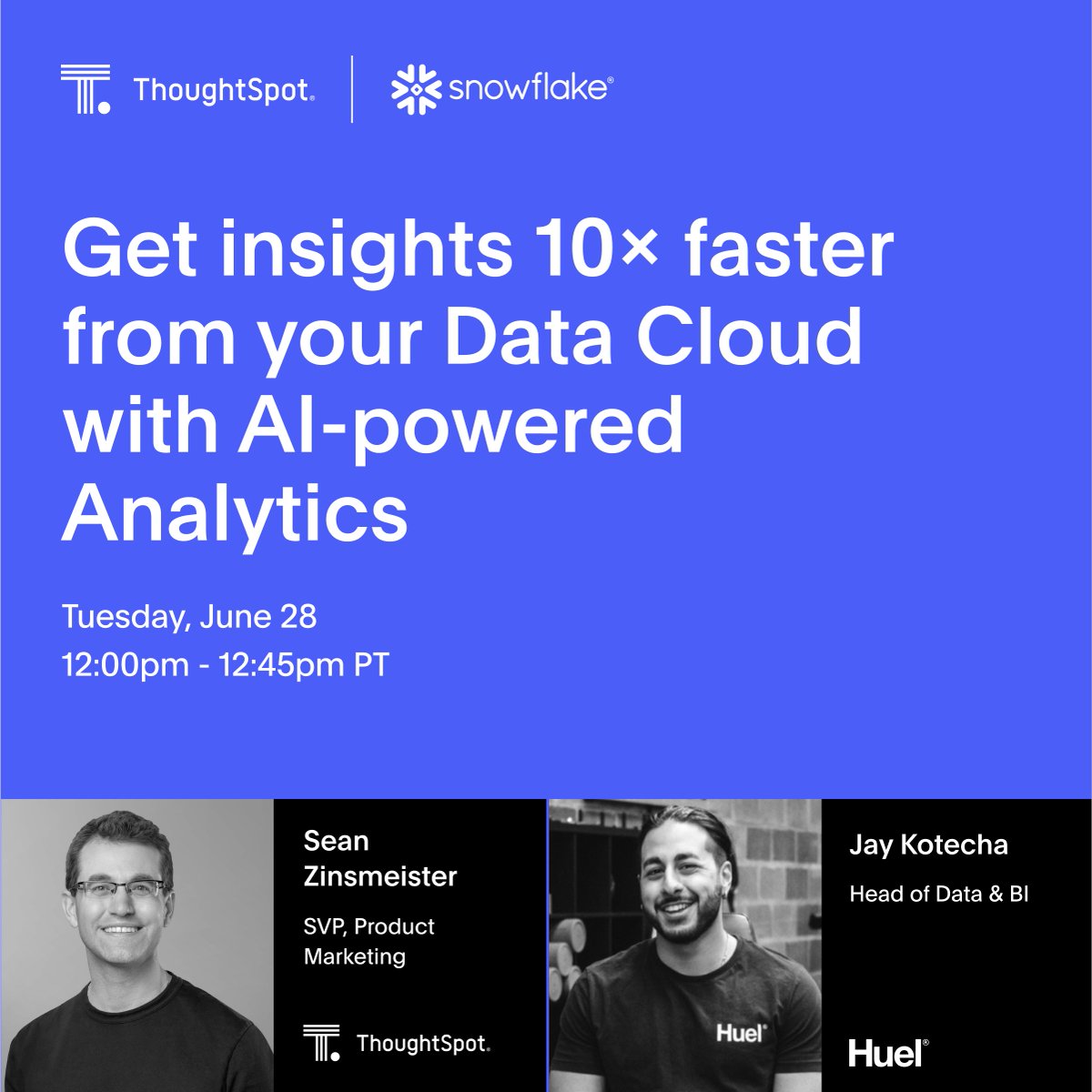 ThoughtSpot (@thoughtspot) on Twitter photo This #SnowflakeSummit session you won't want to miss. Join <a href="/SZinsmeister/">Sean Zinsmeister</a> and <a href="/huel/">Huel</a>'s Head of Data & #BI, to learn how data teams can sky rocket their impact as business users self-serve personalized, actionable, and trustworthy insights like never before.
events.thoughtspot.com/snowflake-summ… This #SnowflakeSummit session you won't want to miss. Join <a href="/SZinsmeister/">Sean Zinsmeister</a> and <a href="/huel/">Huel</a>'s Head of Data & #BI, to learn how data teams can sky rocket their impact as business users self-serve personalized, actionable, and trustworthy insights like never before.
events.thoughtspot.com/snowflake-summ…