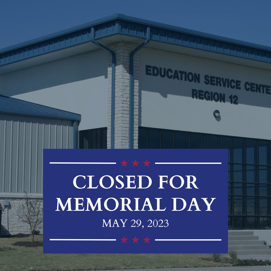 Reminder: In observance of #MemorialDay, @Region12 will be closed 5/29. We will reopen 5/30. As we enjoy this weekend with family and friends, let us also take a moment to express our appreciation for the countless sacrifices made by our military personnel. #RememberingTheFallen