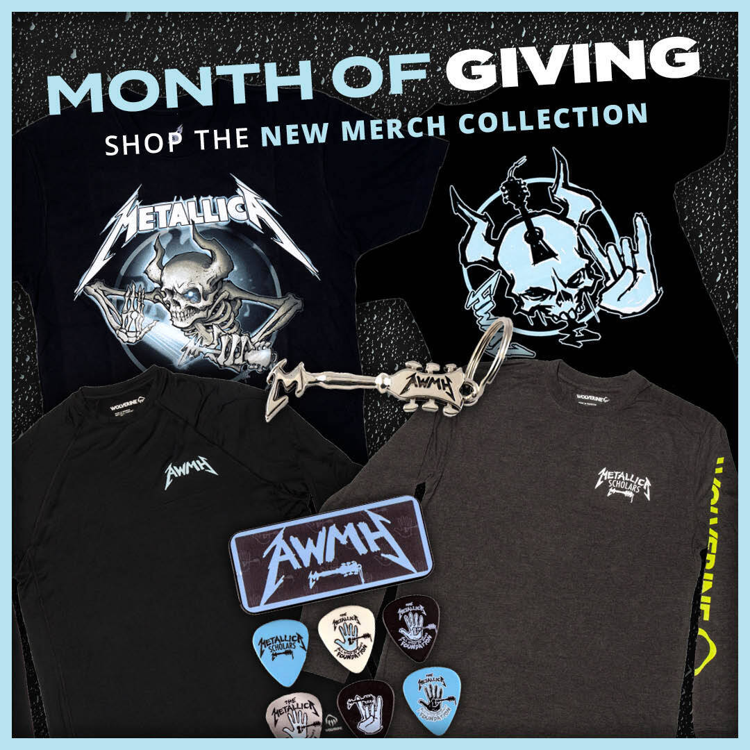 One week left in #MonthOfGiving2023, so get your hands on this year’s merch while you can! Proceeds from the full #AWMH Collection in The Met Store support our work all year long. Don’t forget to round up your total to help us effect change w/ your change! metallica.com/store/month-of…