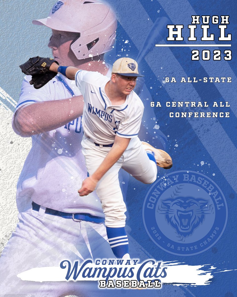 Conway Wampus Cat Baseball Booster Club (@conwaybsbl) on Twitter photo Congrats to Wampus Cat Senior P/1B Hugh Hill for the following 2023 season awards:
6A All State Team
6A Central All Conference Team
<a href="/hughh21/">Hugh Hill</a>
@spiderbaseball
<a href="/KBoBaseballGuru/">Kevin Bohannon</a>
<a href="/RRainwater1037/">Randy Rainwater</a> Congrats to Wampus Cat Senior P/1B Hugh Hill for the following 2023 season awards:
6A All State Team
6A Central All Conference Team
<a href="/hughh21/">Hugh Hill</a>
@spiderbaseball
<a href="/KBoBaseballGuru/">Kevin Bohannon</a>
<a href="/RRainwater1037/">Randy Rainwater</a>