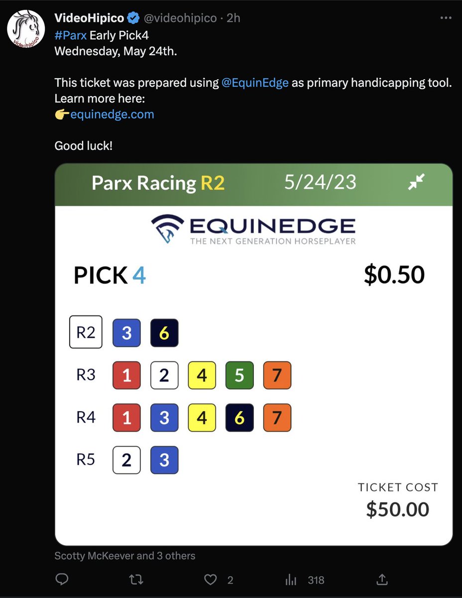 Cost $50 
Paid back $30.05 🤷‍♂️🥴
#pickyourbattles
A constructive example to learn from:

+ All winners were 3/1 or less ML Odds
+ Sometimes you need to flick a few, watch the bloat #HorseRacingTips