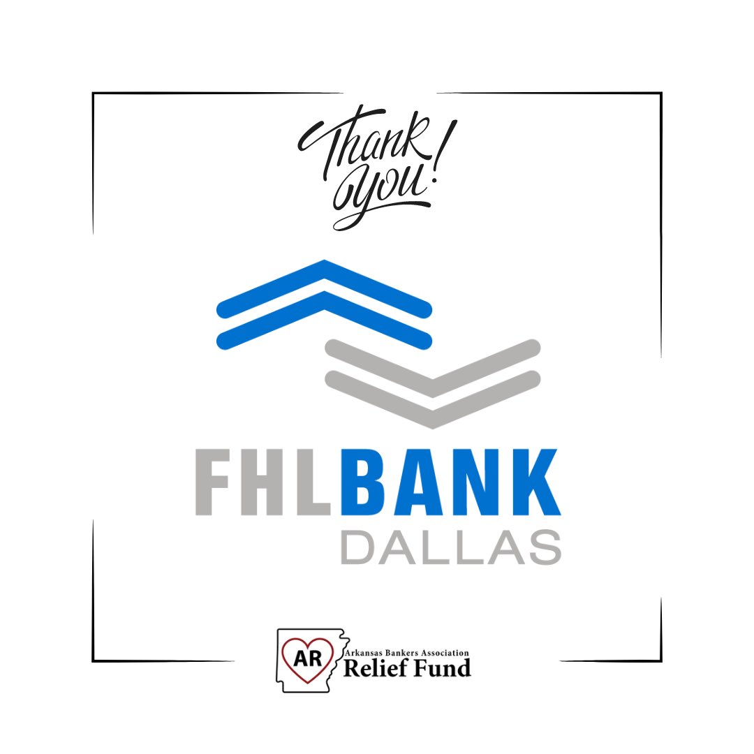 On behalf of the ABA, we want to give a special thank you to the <a href="/FHLBDallas/">FHLB Dallas</a> for contributing $250,000 to the AR disaster relief fund. We appreciate your donation &amp; support towards helping all #ARHometownBankers families impacted by the April storms.

>> tinyurl.com/ReliefFundDona…