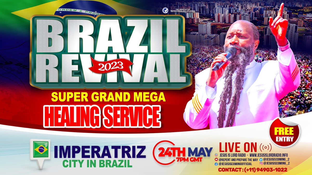 ItsIsaac_Snr's tweet photo. YESTERDAY, it was so powerful as the MIGHTIEST MIGHTIEST PROPHETS of the LORD was unfolding the Ancient word of God.

And today it's Yet another Golden Opportunity for #ImperatrizGrandRevival The final leg of Brazil 2023 Mission of the LORD.

Don't miss Tonight! https://t.co/brUSRiXvDL