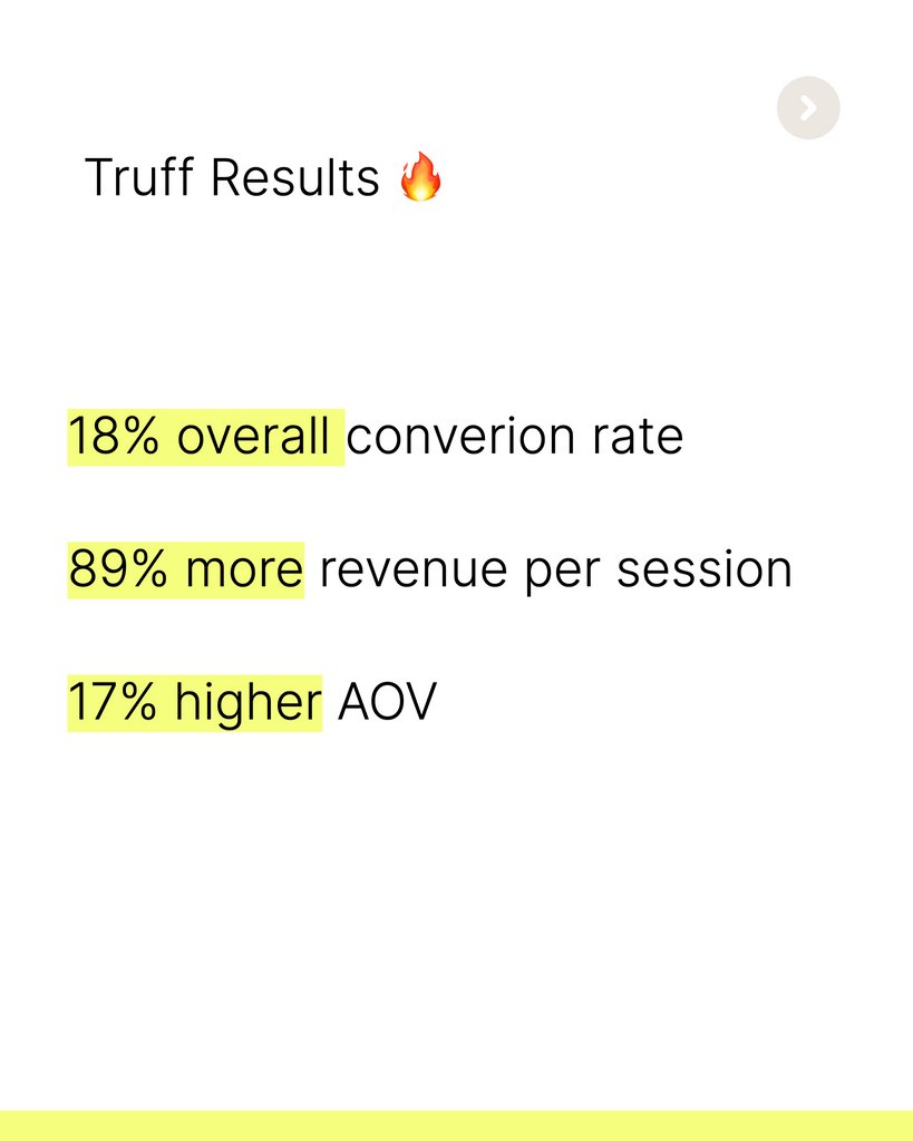 By using a banner driving to their Repeat cart at the top of their emails <a href="/truffsauce/">TRUFF</a> is able to boost conversion rates in every campaign that they send. 

And here are the results 👏