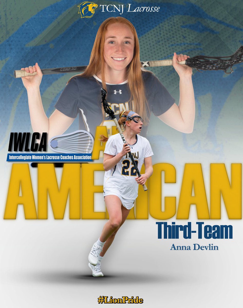 TCNJ Athletics (@tcnjlions) on Twitter photo 𝗕𝗲𝘀𝘁 𝗶𝗻 𝘁𝗵𝗲 𝗡𝗮𝘁𝗶𝗼𝗻!
Congrats to <a href="/TCNJWLax/">TCNJ Lacrosse</a>‘s Ally Tobler, Wayden Ay, Julia Charest and Anna Devlin on their well-deserved selections to the IWLCA All-American Teams.
🔗tcnjathletics.com/news/2023/5/24… 𝗕𝗲𝘀𝘁 𝗶𝗻 𝘁𝗵𝗲 𝗡𝗮𝘁𝗶𝗼𝗻!
Congrats to <a href="/TCNJWLax/">TCNJ Lacrosse</a>‘s Ally Tobler, Wayden Ay, Julia Charest and Anna Devlin on their well-deserved selections to the IWLCA All-American Teams.
🔗tcnjathletics.com/news/2023/5/24…