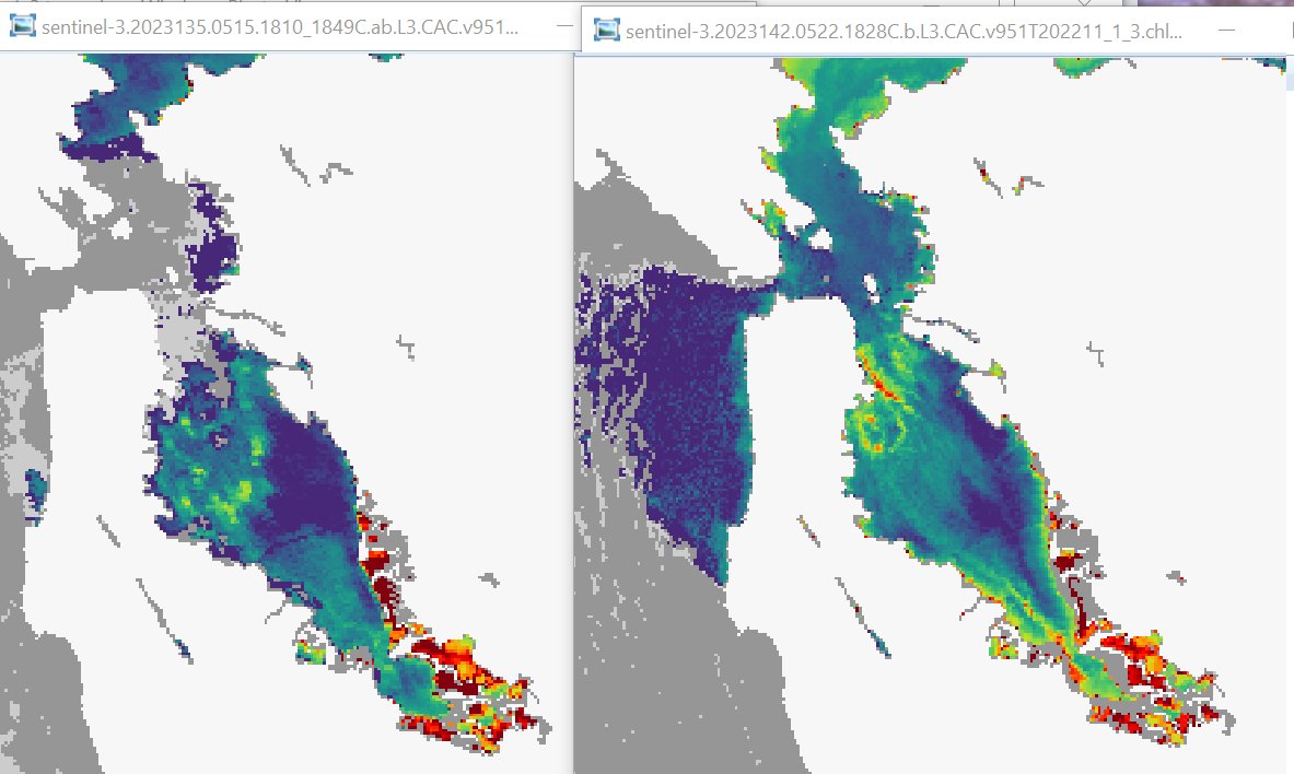 CeNCOOS's tweet image. #HABAlert A small but intense bloom has developed on the west side of SF Bay.  05/15 and 05/22 are shown below. It appears to be much weaker on 0513/0514. It did not appear to intensify in the 0515 area in between. Fog obscured the NW part of south bay prior to 0522.