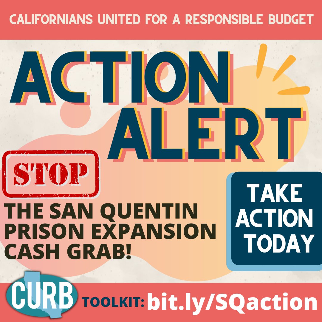 📢📢Take action TODAY to stop prison expansion by urging the #CALeg Assembly Budget Committee to reject <a href="/CAgovernor/">Governor Gavin Newsom</a>'s recent proposal to rebrand San Quentin as a ‘rehabilitation center.’ 

Take Action here📲bit.ly/SQaction 

#CloseCAPrisons 
#CareNotCages