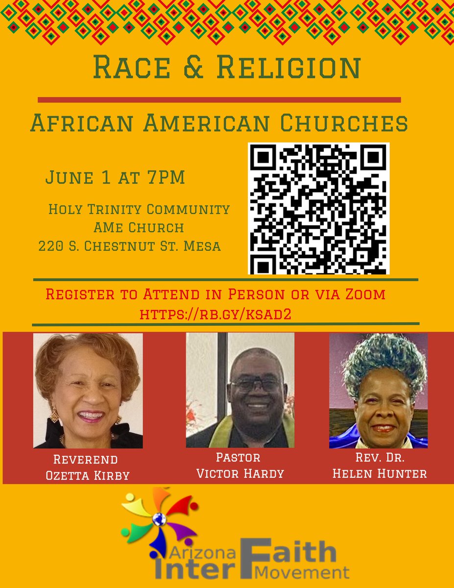 So excited to share this FREE event. Come learn the history and role of black churches in America! 

In person and via Zoom! 
#blackchurches #interfaithmovement #blackhistory