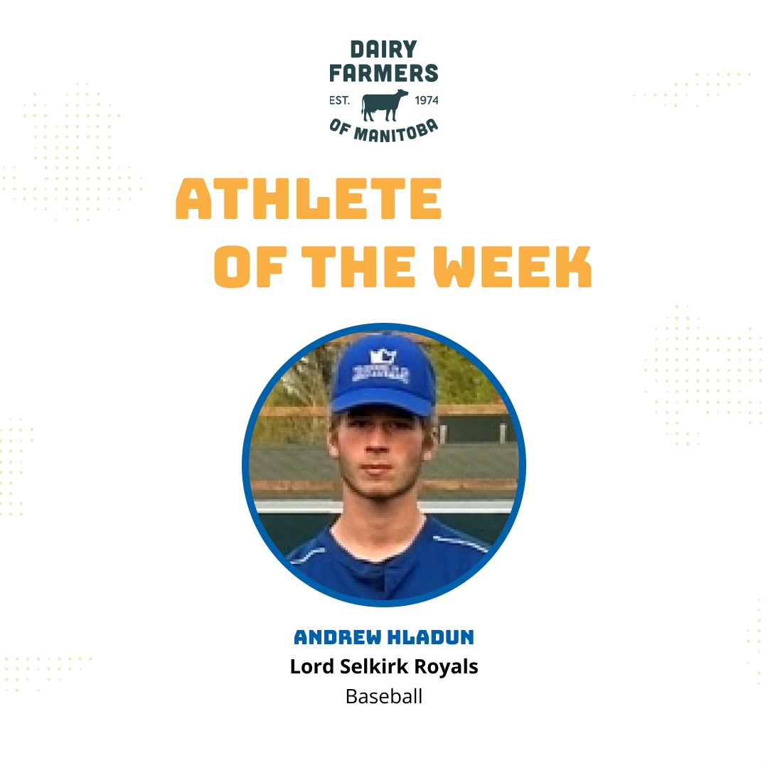 MHSAA_'s tweet photo. Congratulations to @manitobadairy High School Athlete of the Week, Andrew Hladun of the Lord Selkirk Royals baseball team! https://t.co/kx6uw8BcdL