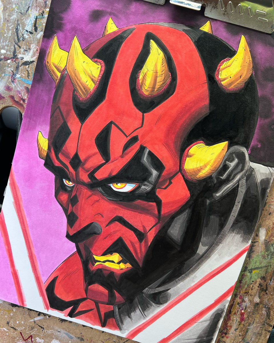 Almost done #wip #darthmaul #starwars #heroescon #heroescon2023 #drawingincars. Have a good day!