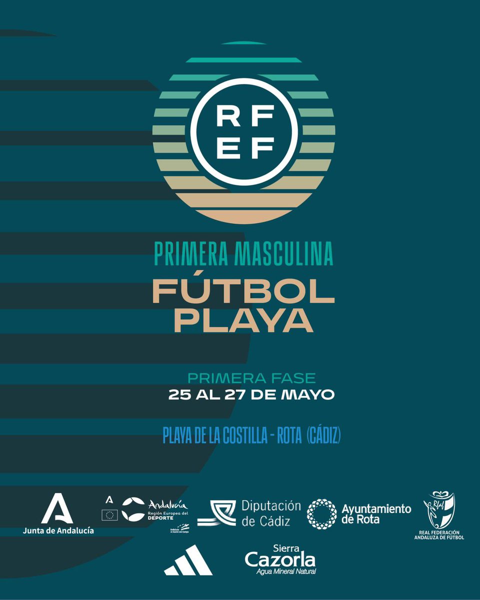 PRIMERA DIVISIÓN NACIONAL 
FÚTBOL PLAYA / A.D. TORREJÓN C.F.

Del 25 al 27 de mayo se celebra el Campeonato Nacional de Fútbol Playa en Primera División masculina.

JORNADA - 1
ADTORREJONCF – <a href="/Cadiz_CF/">Cádiz Club de Fútbol</a> 
Jueves – 25/05/2023
Playa “La Costilla” – 12:00

youtube.com/live/-JfURsYVo…