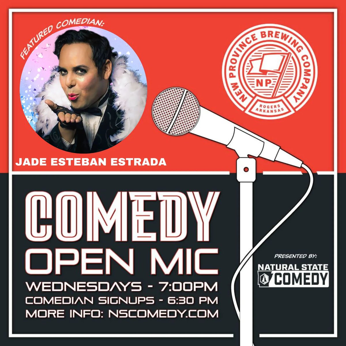 Hump Day is upon us, y'all! Tonight, I'll be your featured comedian at Open Mic Comedy at New Province Brewing Company in Rogers, Arkansas! This is the first of two shows I have this week with Natural State Comedy! Totally thrilled! ✨
#rogersarkansas #jadeinamerica
