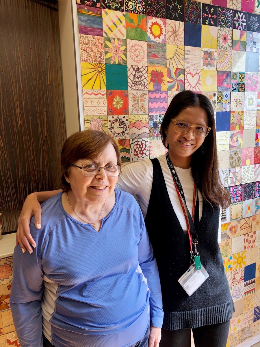 #WeinbergCommunity's Unity Mosaic Wall at #FriendCenter was created by residents &amp; #AdultDayServices clients &amp; staff w/the guidance of Art Therapist Amri DeGuzman. The wooden tiles were combined to create one vibrant work of art to symbolize our community coming together!