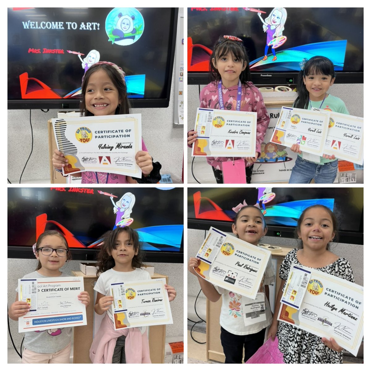 The end of the year is an exciting time to acknowledge all our little 🐼🎨 Sts @InksterArt here are a few pictures of those students who earned a certificate for exemplary 🎨work that participated in various programs @AldineArt @AldineISD #PowerofPrimary