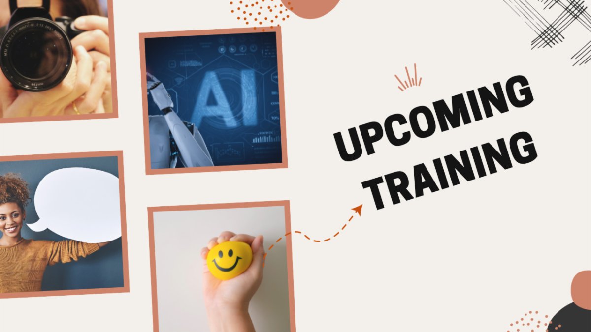 swfln's tweet photo. Upcoming Training.  
Art of Public Speaking,  Florida Libraries Online Conference, Understanding Emotional Intelligence, Photography Basics for PR and Marketing, A Practical Guide to Using AI in the Library, and Rethink and Rejuvenate Your Meetings.  http
https://t.co/iAeWNIOh0P https://t.co/Aof0UYILcE
