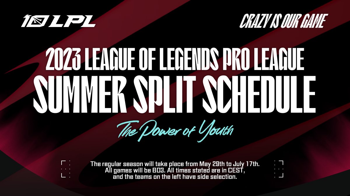 LPL on Twitter "🚨 The 2023 LPL Summer Split Regular Season Schedule